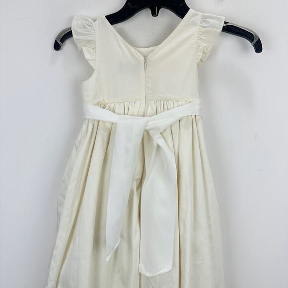 J.Crew Crewcuts Girls Flutter Sleeve Dress Midi Ivory Formal Party Size 5 NWT - Picture 14 of 15